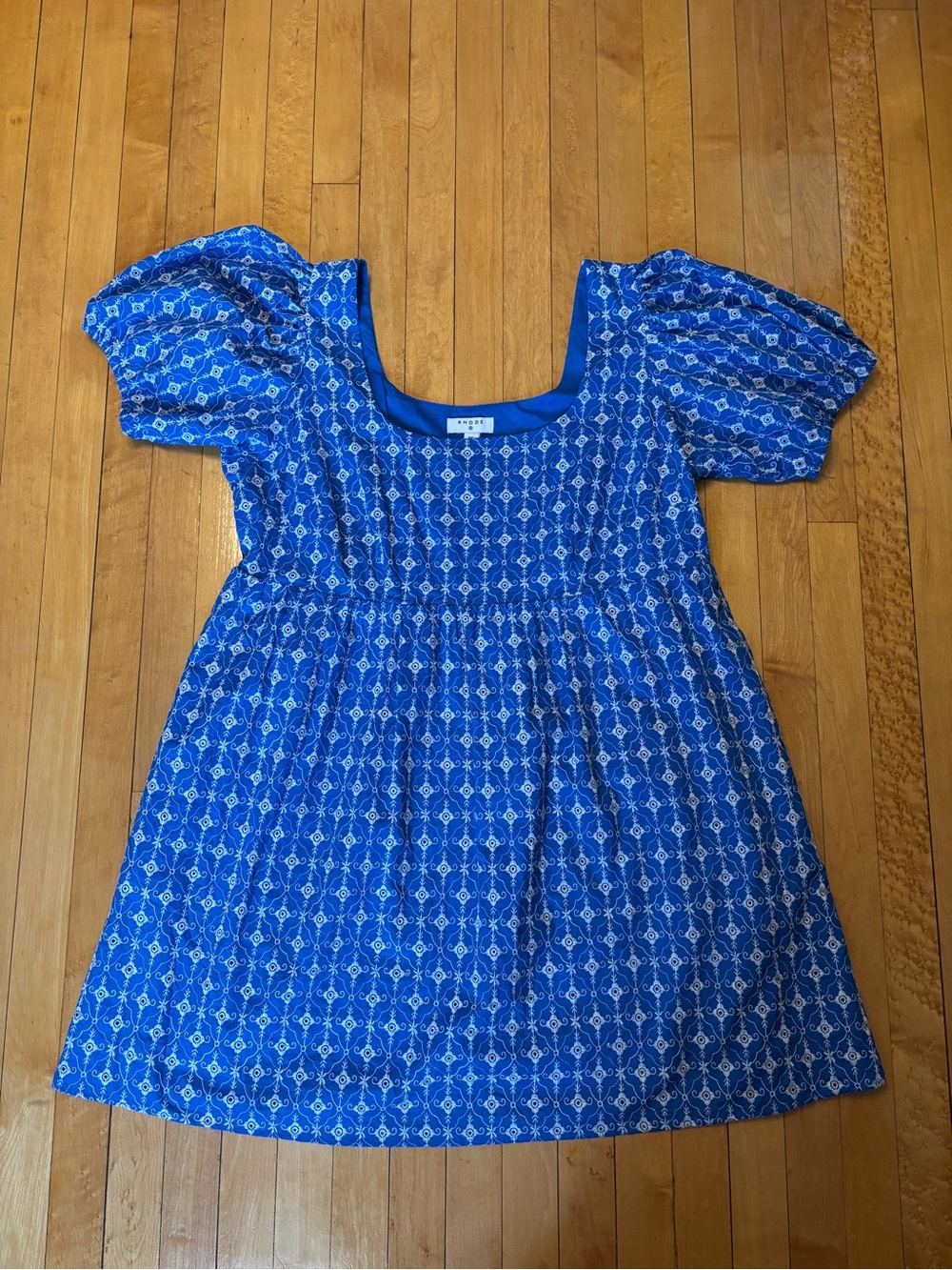 Like New RHODE Blue Embroidered Eyelet Babydoll Mini Dress | Women’s Plus XXL